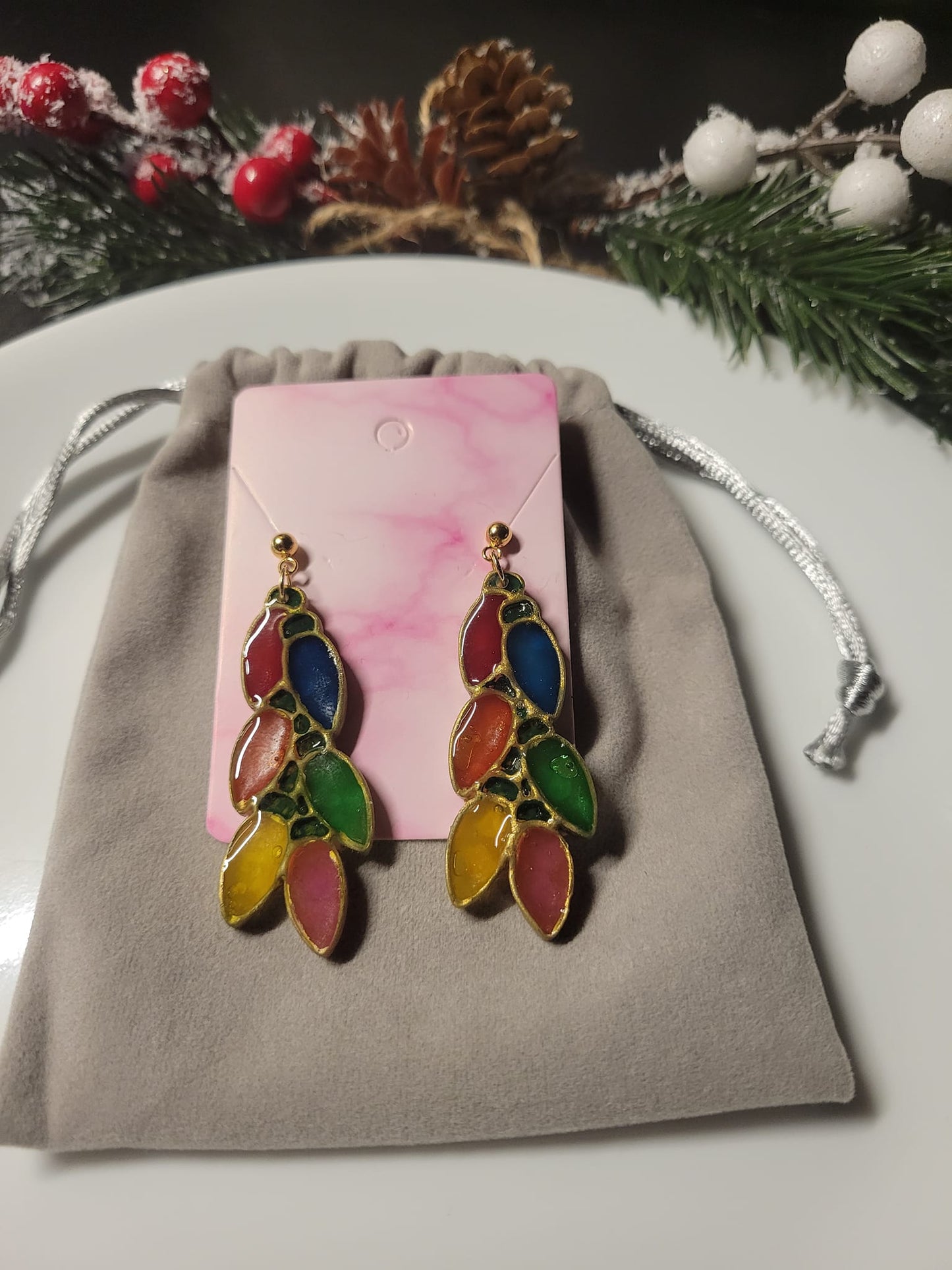 Stained-Glass Christmas Lights Earrings