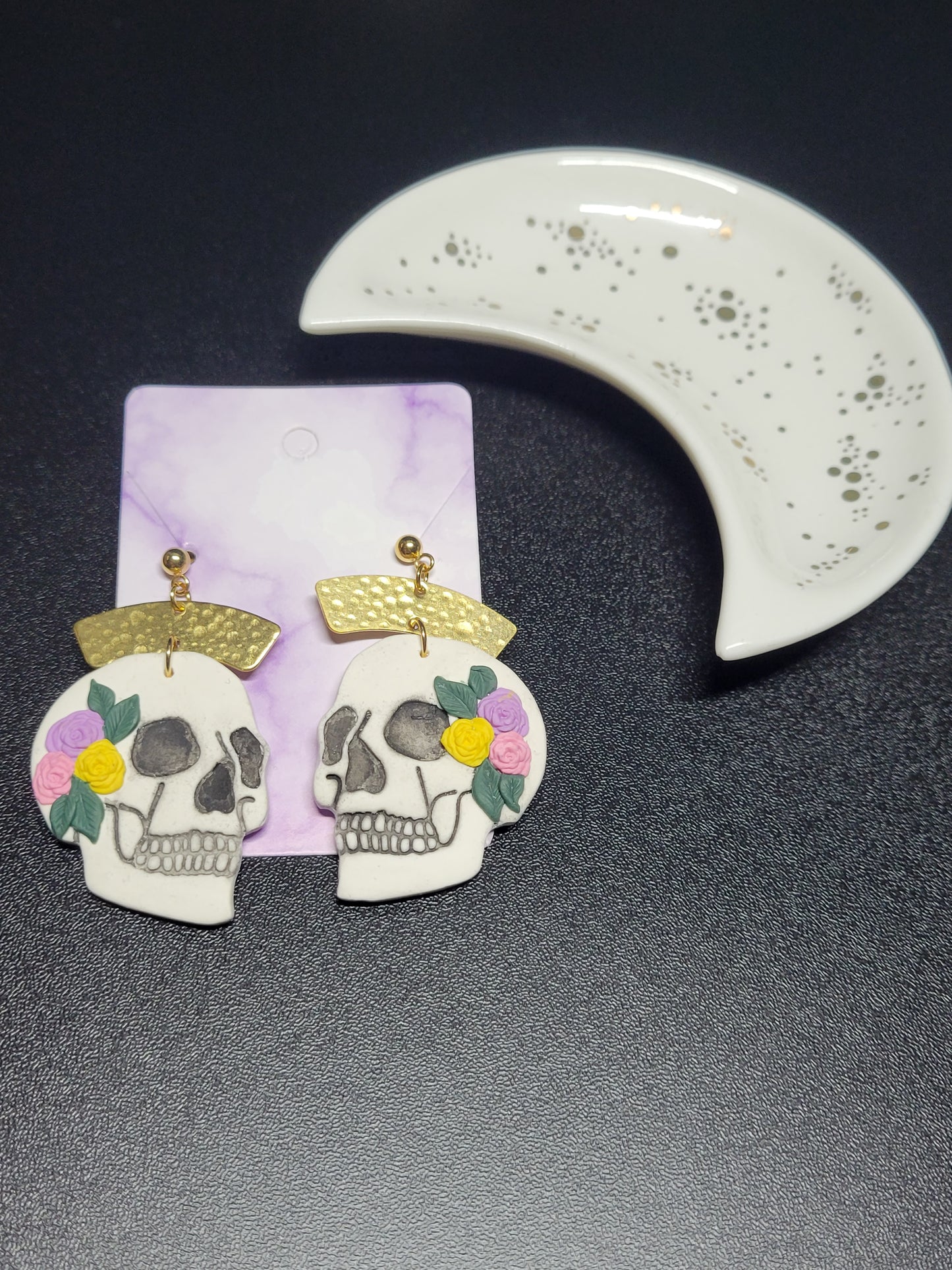 Floral Skull Earrings