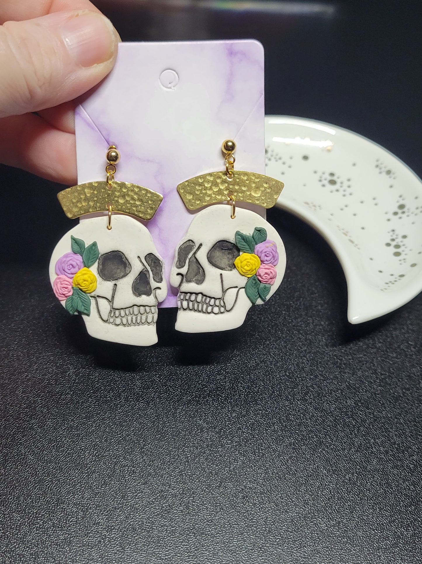 Floral Skull Earrings