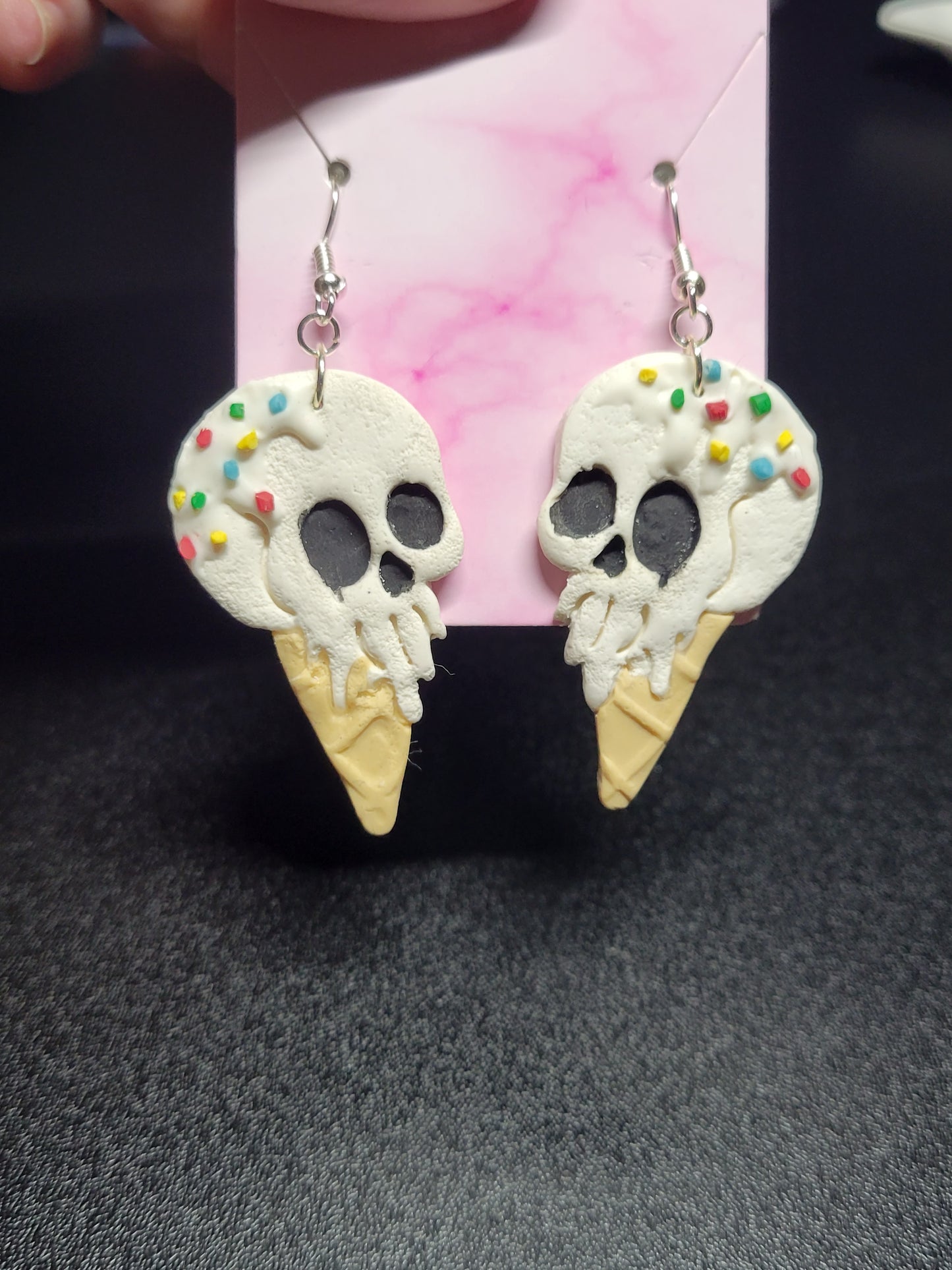 Vanilla Skull Ice Cream Earrings