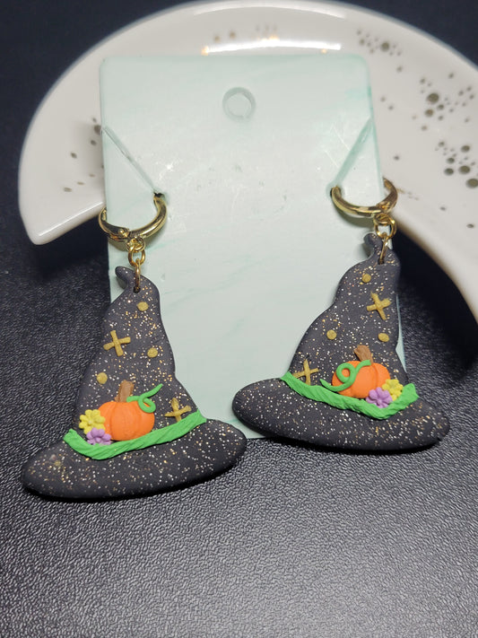 Pumpkin Witch Hat Earrings