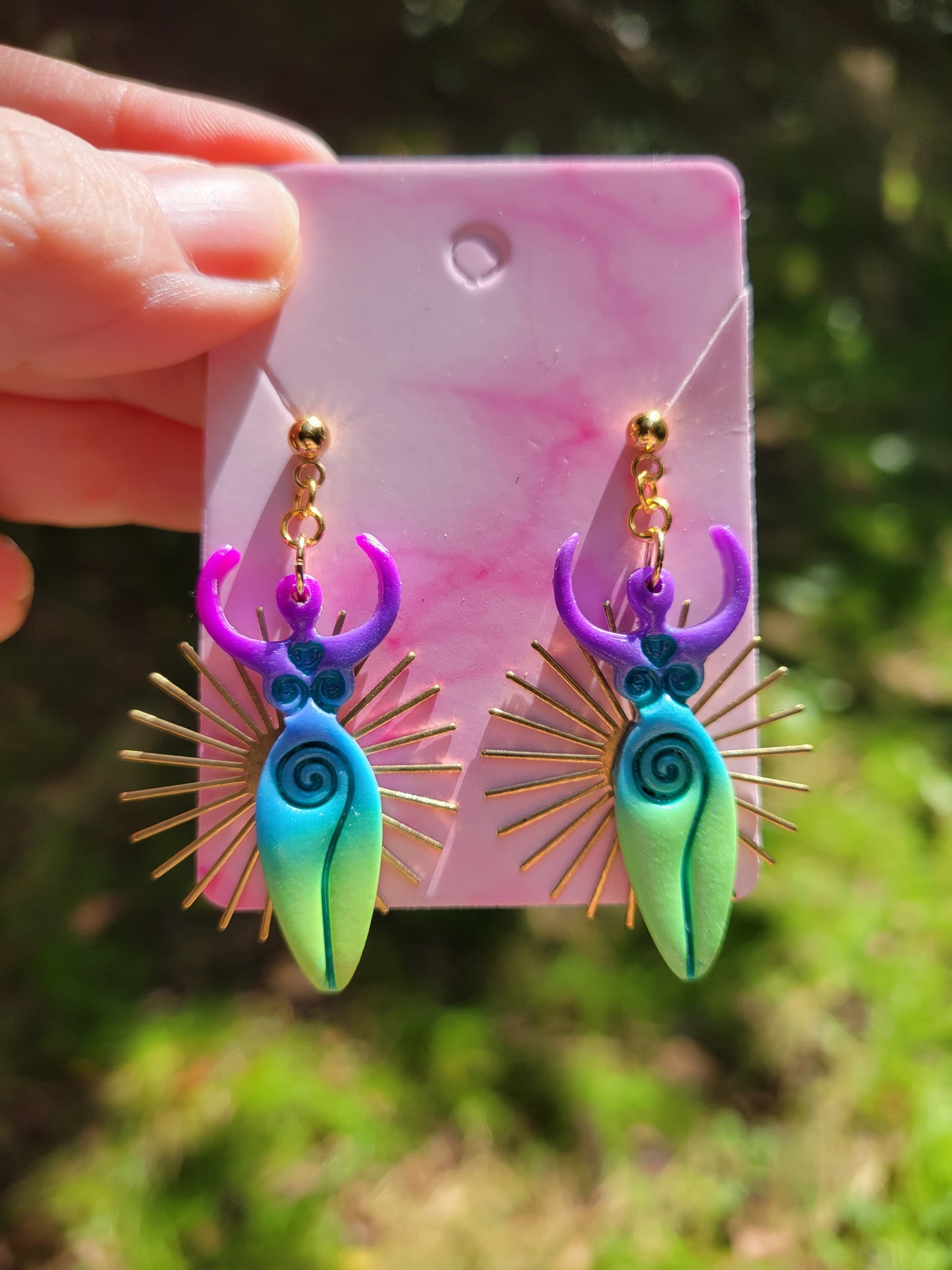 Purple Goddess Sun Earrings