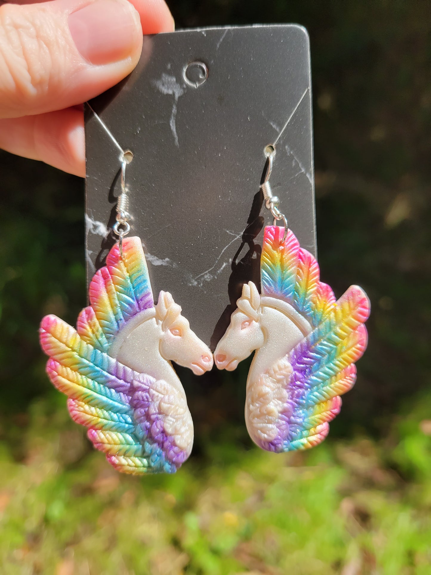 Pegasus Earrings * White Rainbow Accent*