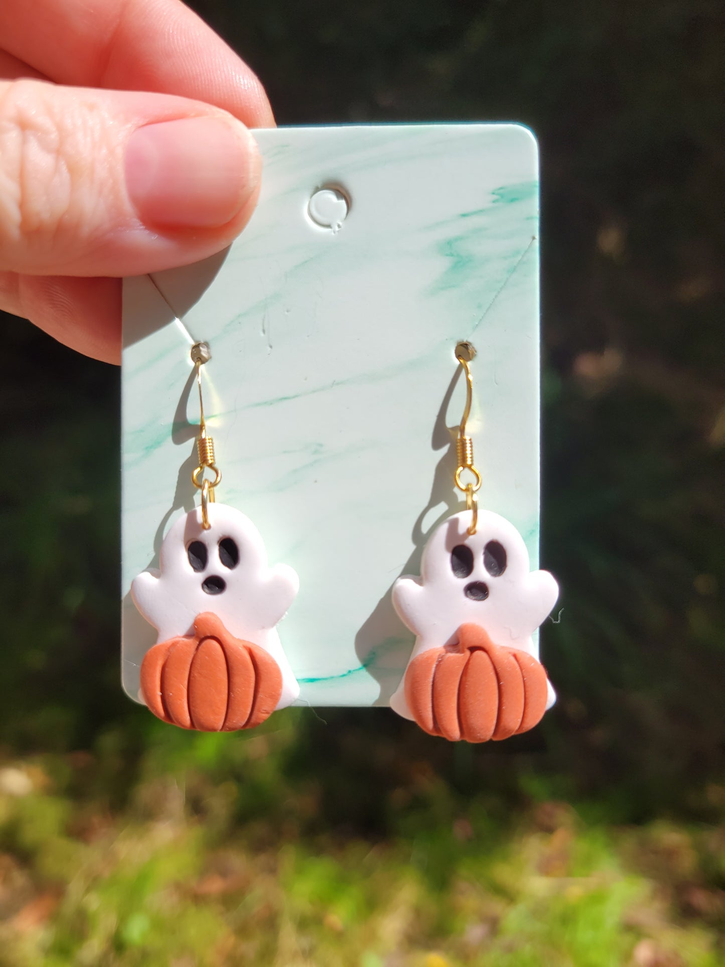 Ghost And Pumpkin Fall Halloween Earrings