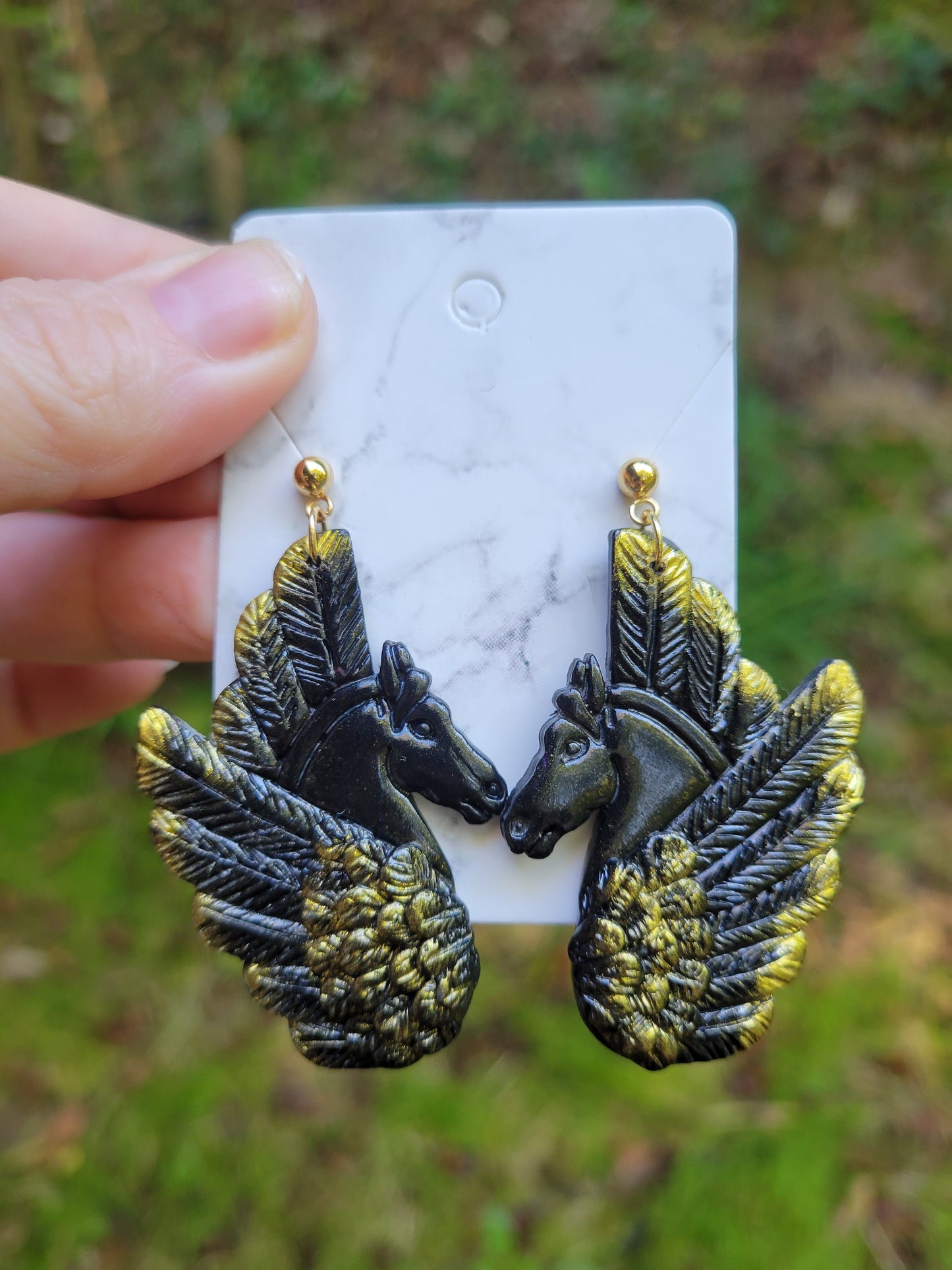 Pegasus Earrings *Black With Gold Accent*