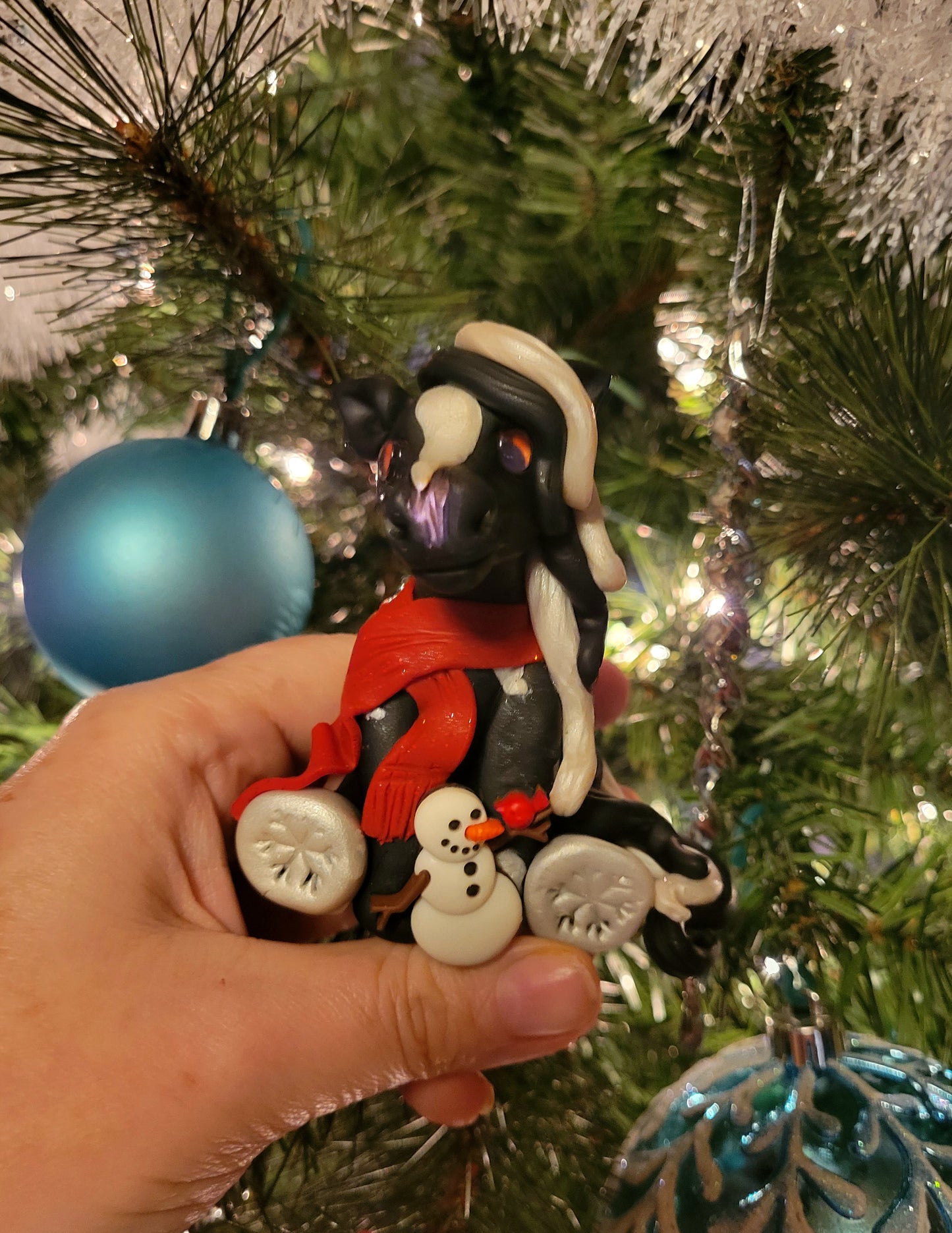 Black and White Paint Horse Christmas Ornament