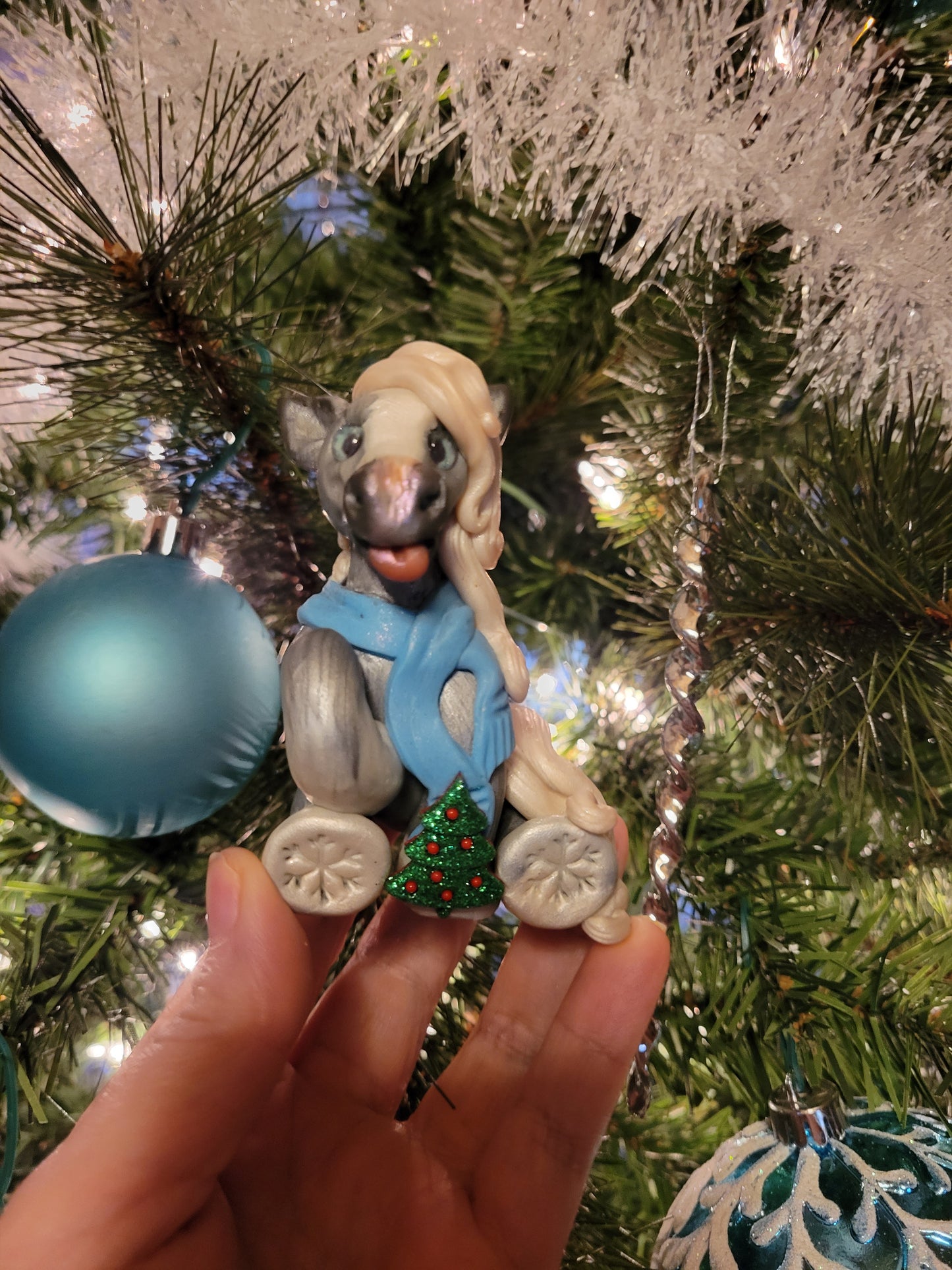 Silver Pony Christmas Ornament