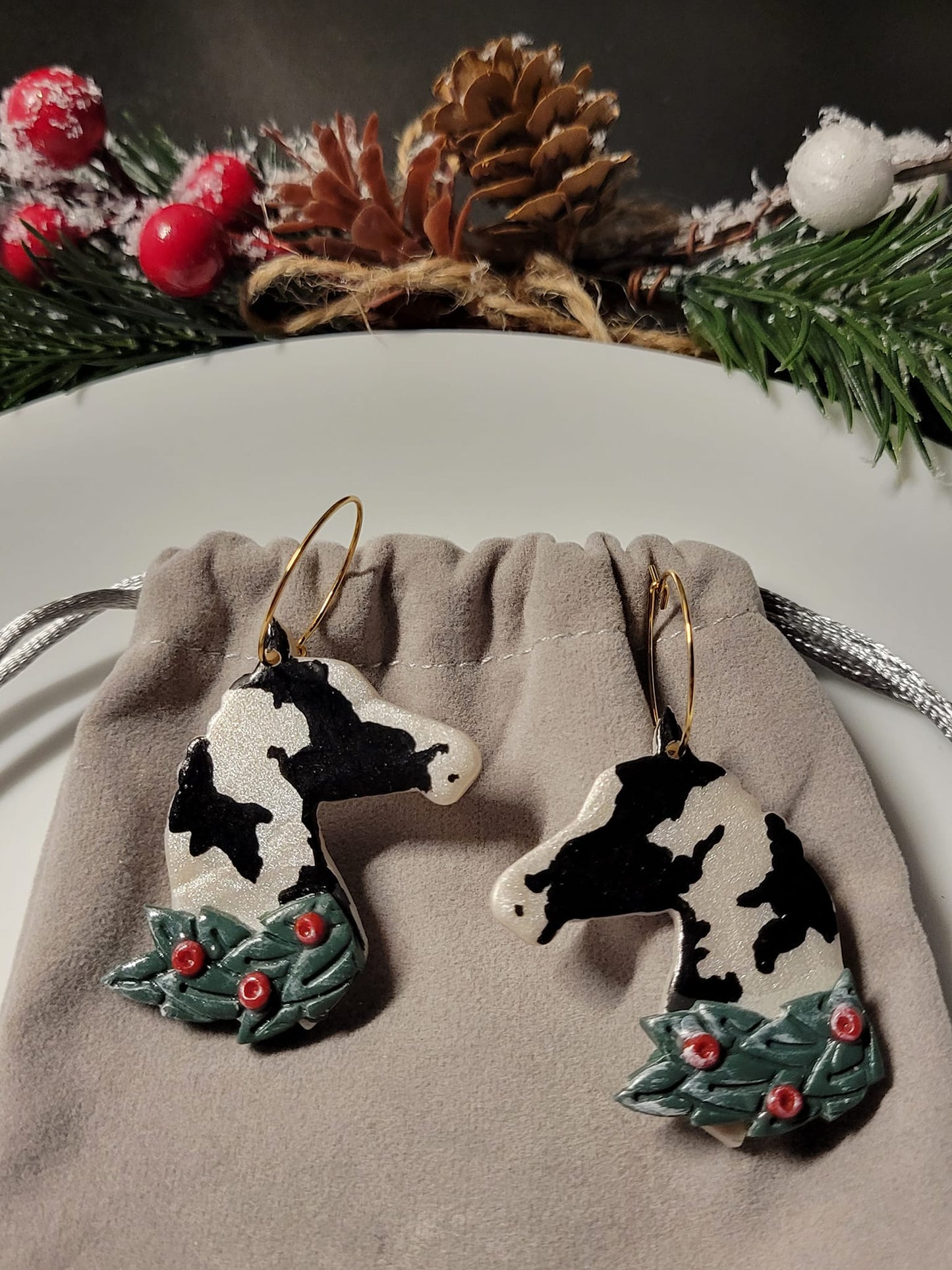 Paint Horse Christmas Earrings