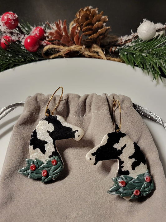 Paint Horse Christmas Earrings