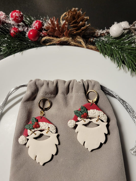 Santa Beard Christmas Earrings