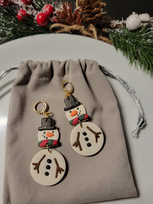 Snowman Christmas Earrings